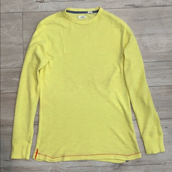 Men’s Tommy Hilfiger Yellow Cotton Waffle T-Shirt - Picture 1 of 6